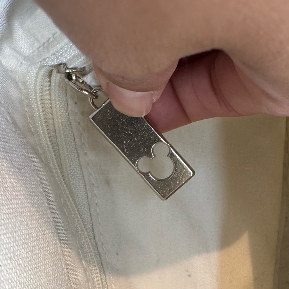 Disney Canvas Tote Bag One Size‎ Cream Off‑White Mickey Icon Zip Interior - Picture 10 of 10